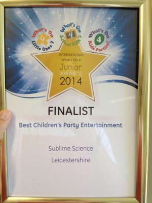 Children's Party Awards - Sublime Science